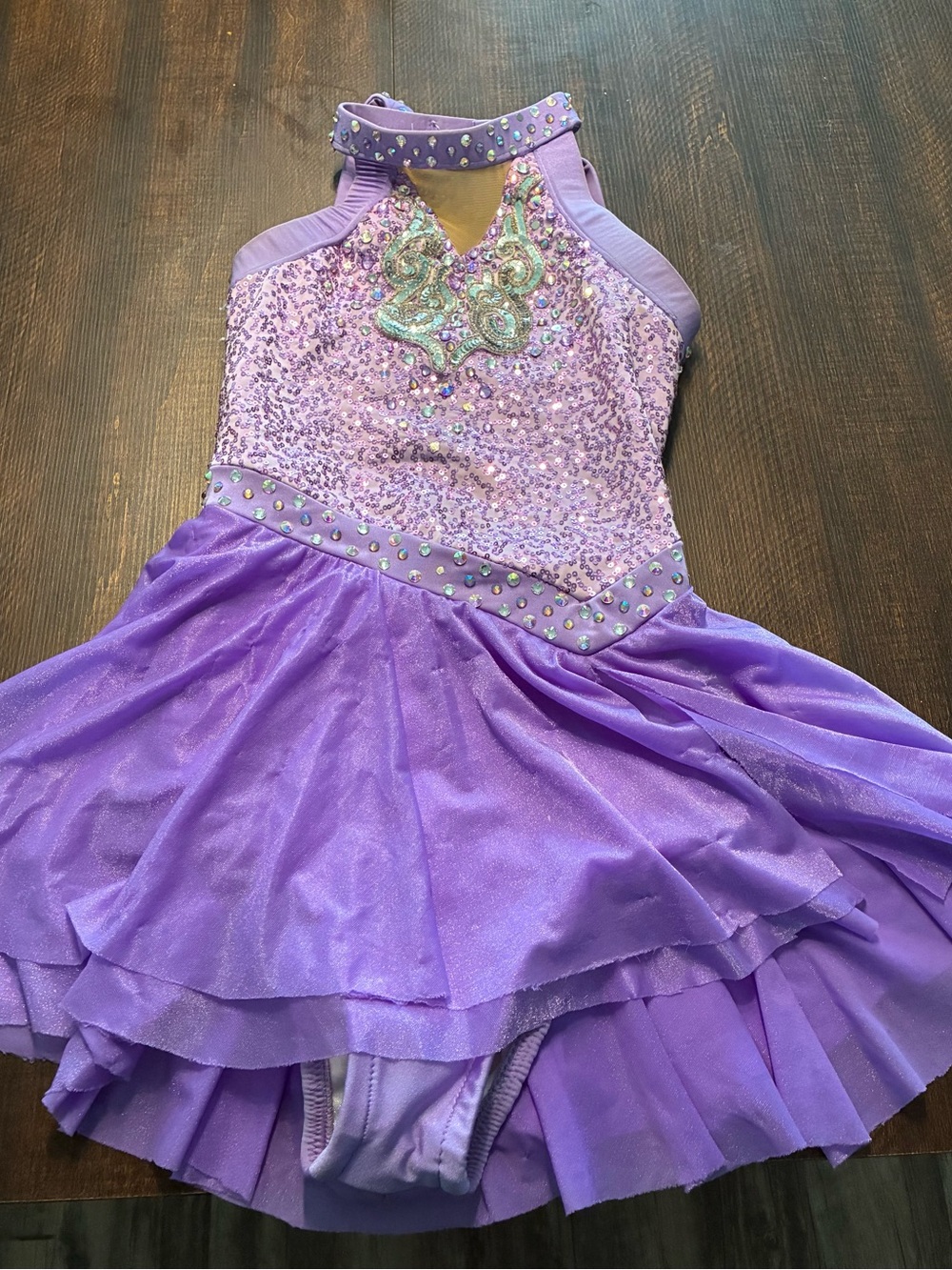 Girls' Purple Sequin baton costume